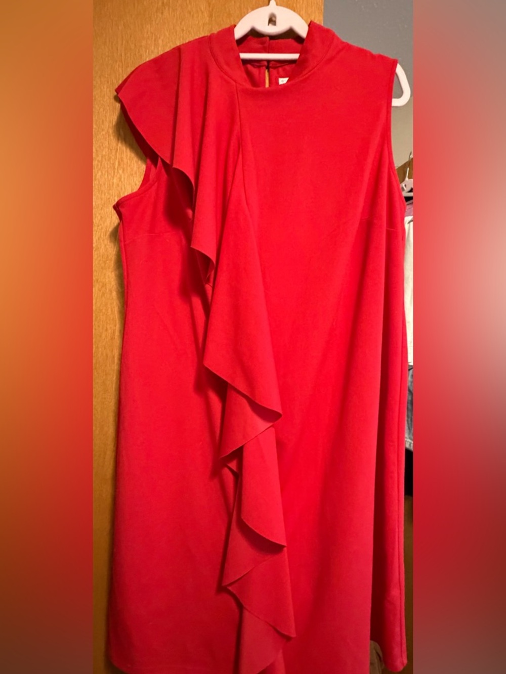 One-Shoulder Red Ruffle Dress